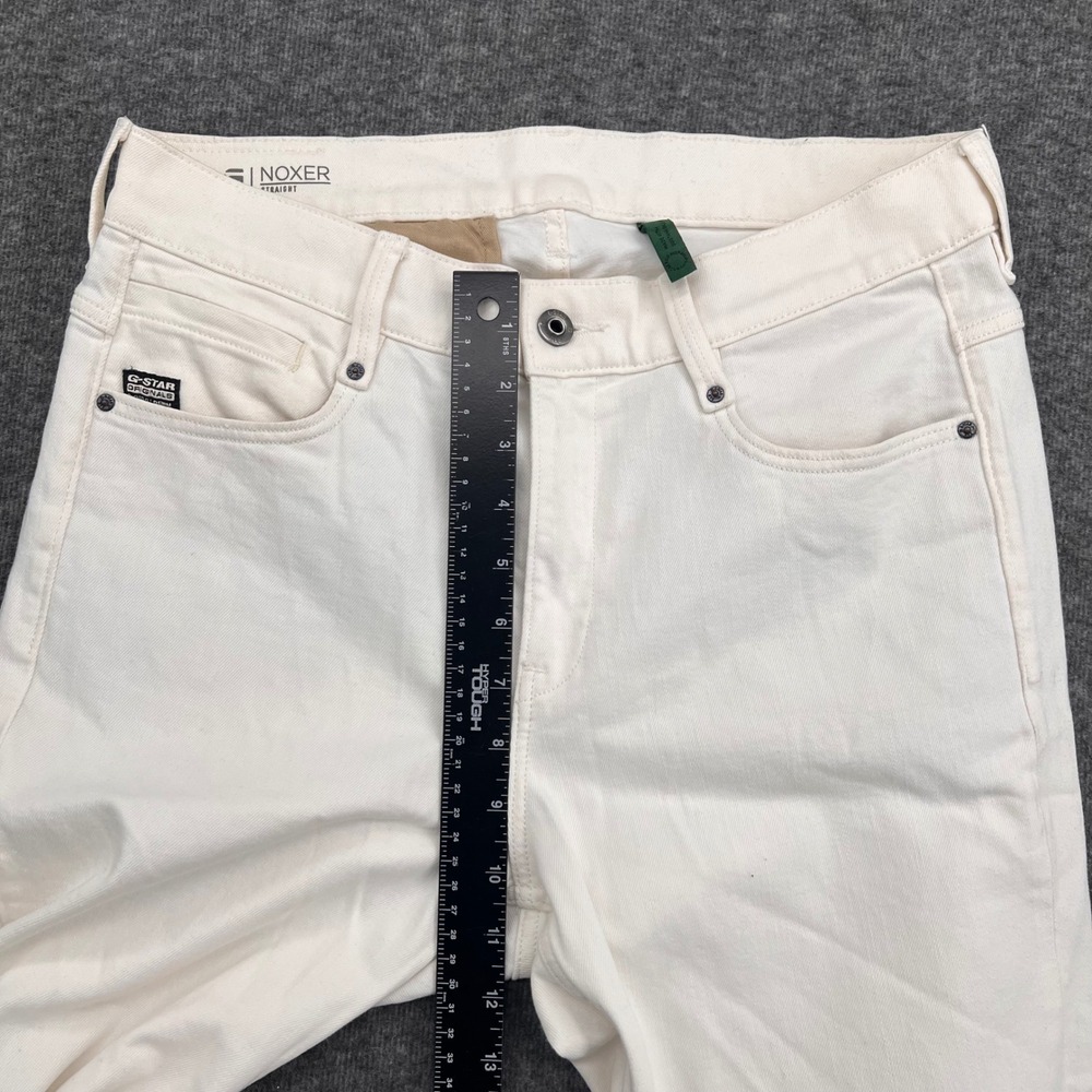 G-Star Raw Noxer Straight Jeans Mens Off White Ecru Frayed Hem Pants 6-Pocket - Picture 13 of 15